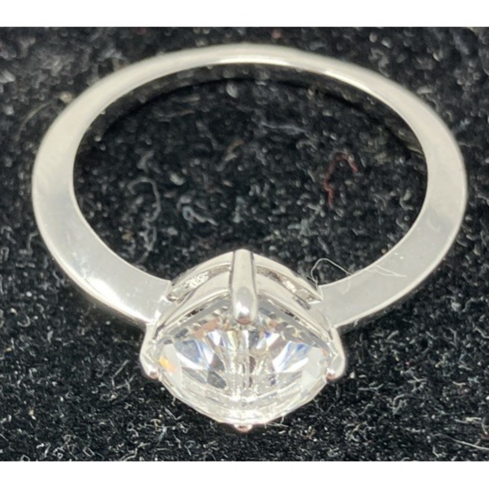 Swarovski Clear‎ Crystal Silver Toned Solitaire Ring Cushion Cut Size 60